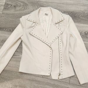 Cache White Studded Moto Jacket